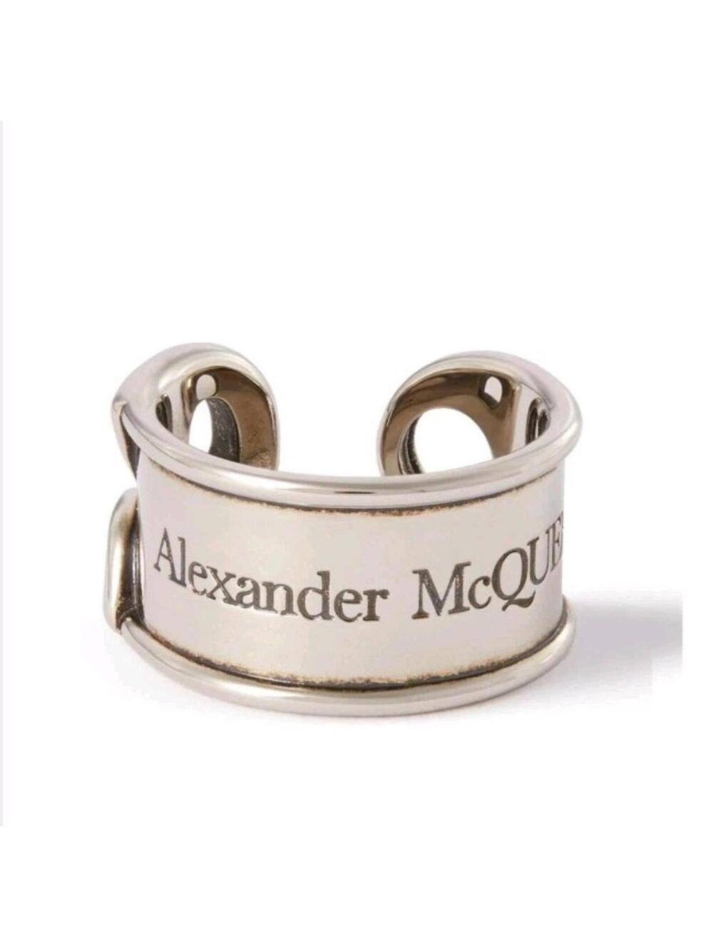 New in Box Alexander McQueenSafety Pin Logo Band RingSize 21 Or 9.5